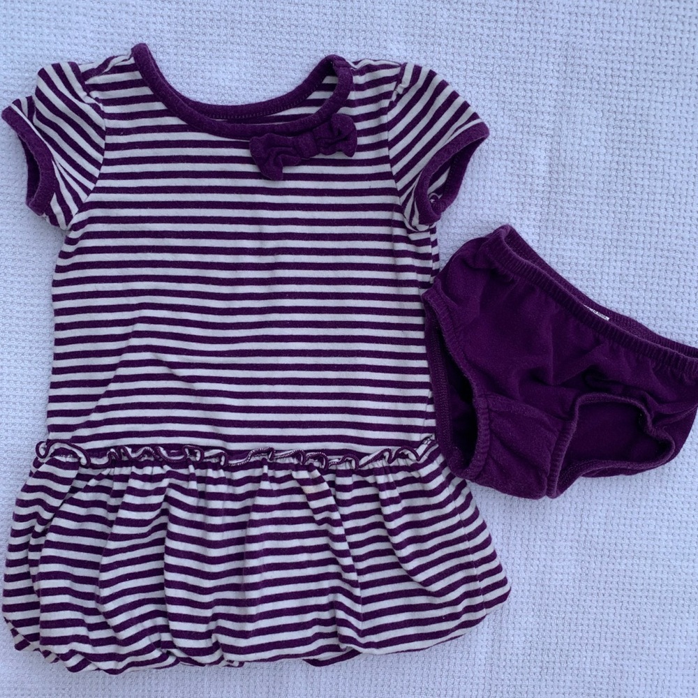 🌻 Gymboree Purple and White Stripe Dress